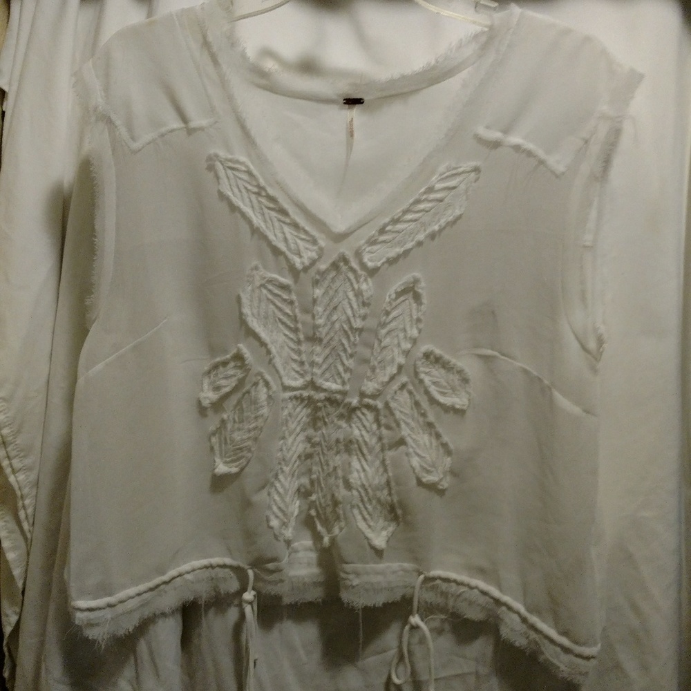 Free People sheer applique blouse